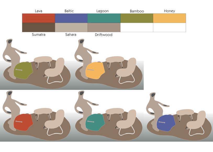 Εικόνα από τους διαθέσιμους χρωματισμούς των μερών που αποτελούν το Νησί Τοκετού